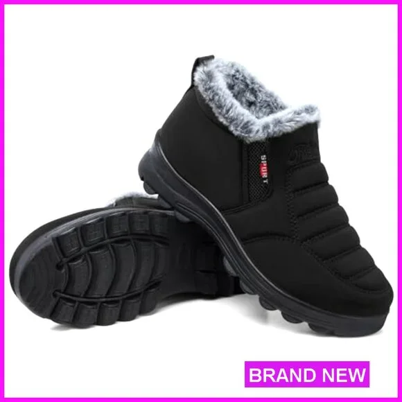 Winter Ankle Booties Waterproof Synthetic Leather Side Zip Fashion Boots